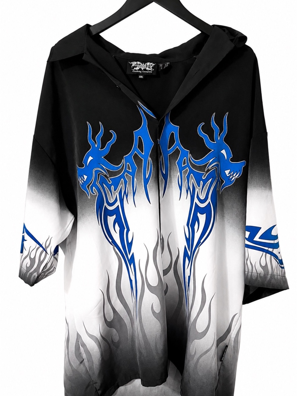 Dragonfly XXL Tribal Dragon Flame Button-Up Shirt | Y2K Streetwear